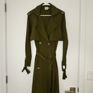 Princess Polly Long Khaki Green Trench Coat